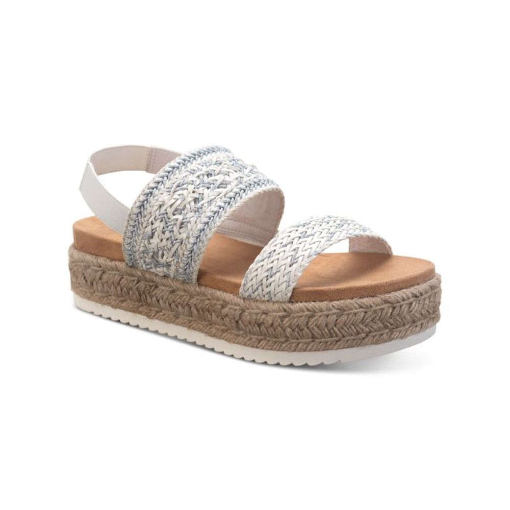SUN STONE Womens White 1" Platform Karli Toe Wedge Slip On Espadrille Shoes 8 M